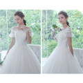 Guangzhou Online Short Sleeve Appliqued Bridal Wedding Dress Gowns